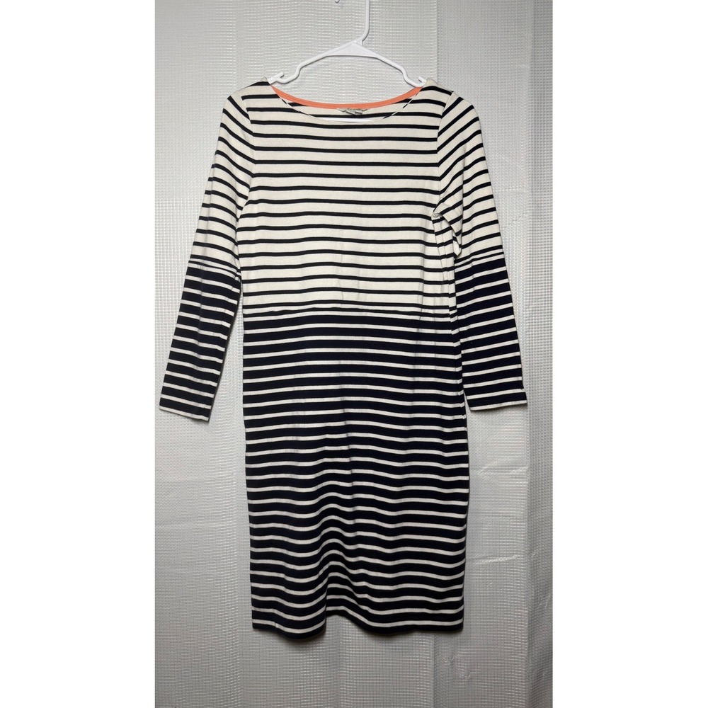 Boden‎ T-shirt Dress 4L Navy White Striped Long Sleeve Cotton Knee Length